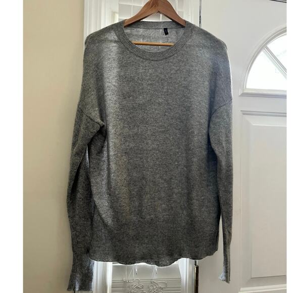 Theory Karenia L Gray Cashmere Crew Neck Pullover Sweater Size XL Lightweight - Picture 10 of 14
